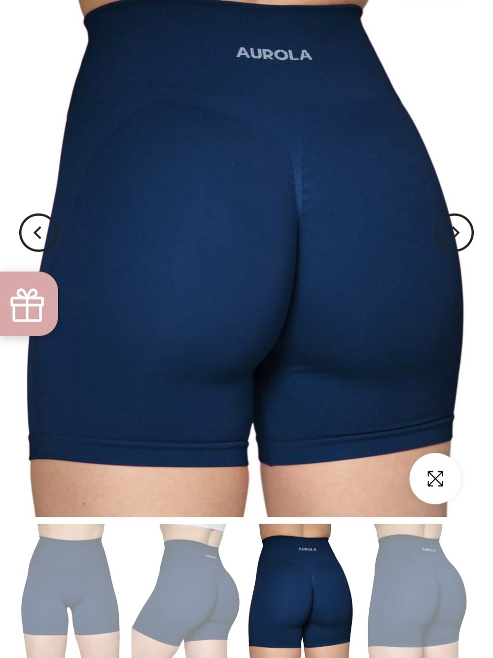 AUROLA Intensify Navy Blue Seamless Shorts Size S (Flat Waist 12")